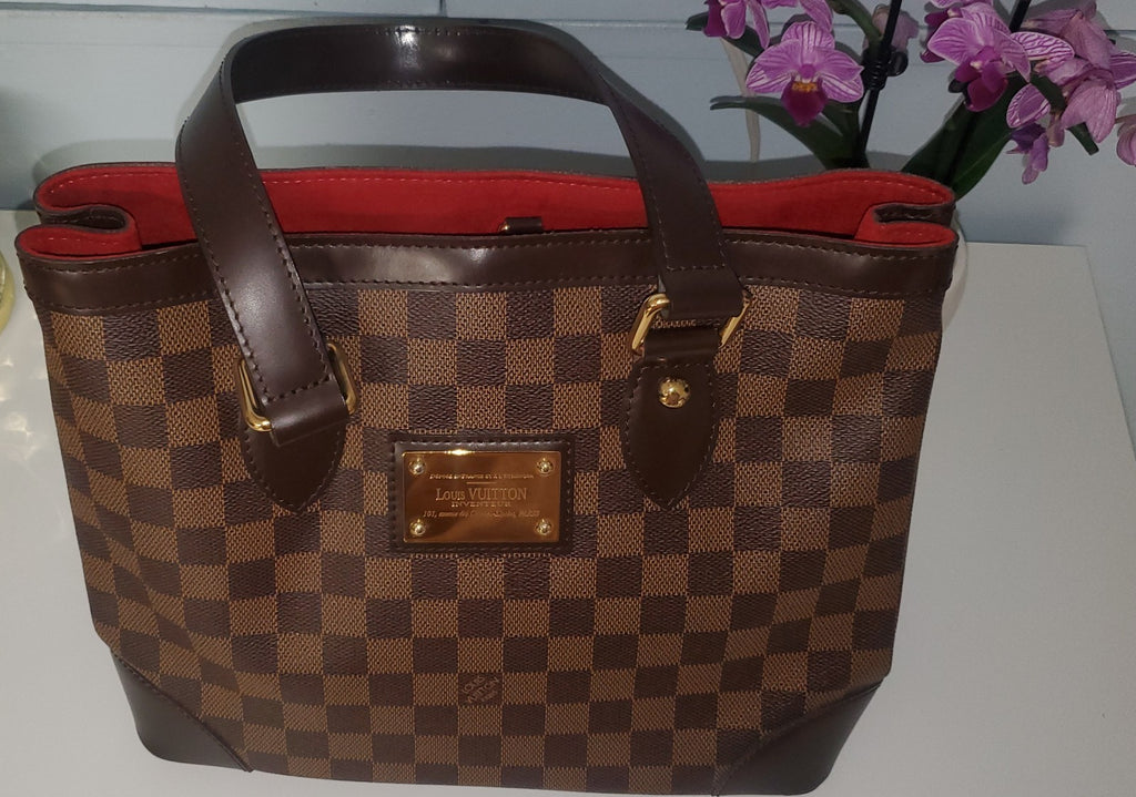 Pre-owned Louis Vuitton Damier Hampstead Ebene PM Shoulderbag Hardware Red Lined1